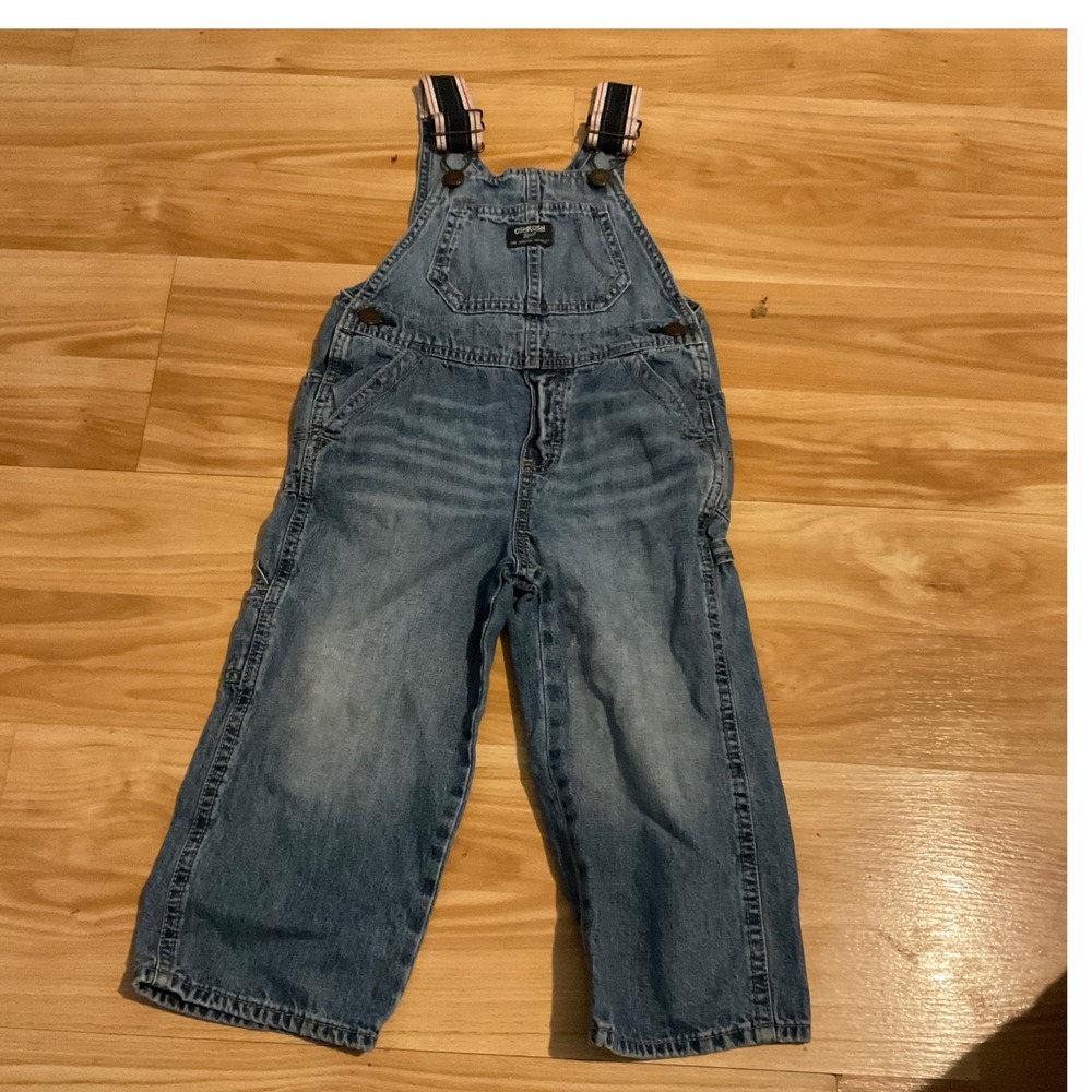 OshKosh B'gosh Denim Overalls Size 3T Blue Jean Bib‎ Pants Kids Toddler
